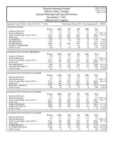 Date:[removed]Time:21:31:15 Page:1 of 14 Election Summary Report Fulton County, Georgia