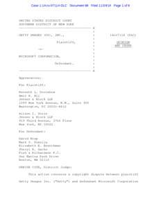 Case 1:14-cvDLC Document 68 FiledPage 1 of 9  UNITED STATES DISTRICT COURT SOUTHERN DISTRICT OF NEW YORK -------------------------------------- X :