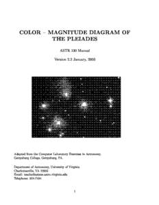 COLOR { MAGNITUDE DIAGRAM OF THE PLEIADES ASTR 130 Manual