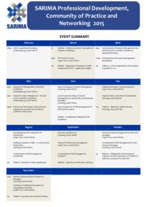 SARIMA Professional Development, Community of Practice and Networking 2015 SEVENT SUMMARY February 18-19