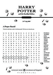 HARRY POTTER and the Deathly Hallows J.K.ROWLING  21 st July 2007
