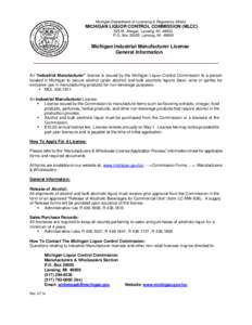 Michigan Department of Licensing & Regulatory Affairs  MICHIGAN LIQUOR CONTROL COMMISSION (MLCC) 525 W. Allegan Lansing, MI[removed]P.O. Box[removed]Lansing, MI 48909