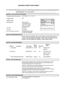 MATERIAL SAFETY DATA SHEET  Lead Standard 1 ml = 0.01 mg Pb SECTION 1 . Product and Company Idenfication  Product Name and Synonym: