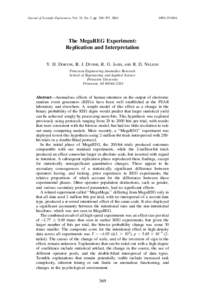 Journal of Scientific Exploration, Vol. 18, No. 3, pp. 369–397, 04 The MegaREG Experiment: Replication and Interpretation