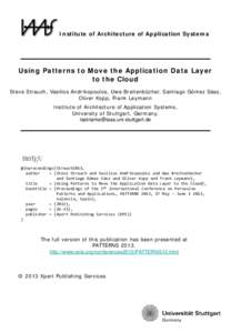 Software engineering / Data management / Relational database management systems / Cloud computing / Architectural pattern / Extract /  transform /  load / Multitier architecture / Cloud storage / Azure Services Platform / Computing / Software architecture / Database management systems