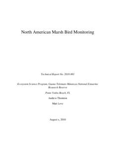 North American Marsh Bird Monitoring  Technical Report No[removed]Ecosystem Science Program, Guana Tolomato Matanzas National Estuarine Research Reserve