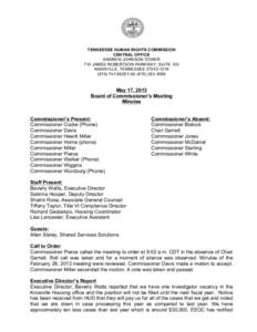 TENNESSEE HUMAN RIGHTS COMMISSION CENTRAL OFFICE ANDREW JOHNSON TOWER 710 JAMES ROBERTSON PARKWAY, SUITE 100 NASHVILLE, TENNESSEE[removed][removed]FAX[removed]