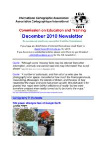 Commission on Education and Training  December 2010 Newsletter An occasional electronic newsletter from the Commission.  If you have any brief items of interest then please email them to