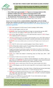 THE CASE FOR A PRINCE ALBERT AND REGION ALCOHOL STRATEGY A Call to Action to collectively develop and implement a comprehensive alcohol strategy to reduce unnecessary harms and improve community safety.  