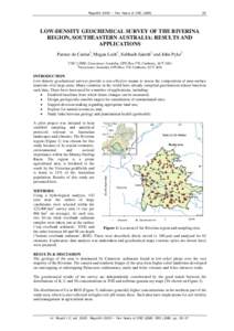 Regolith 2005 – Ten Years of CRC LEME  35 LOW-DENSITY GEOCHEMICAL SURVEY OF THE RIVERINA REGION, SOUTHEASTERN AUSTRALIA: RESULTS AND