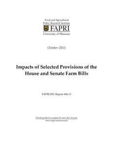 October[removed]Impacts of Selected Provisions of the House and Senate Farm Bills  FAPRI-MU Report #06-13