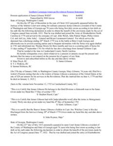 Southern Campaign American Revolution Pension Statements Pension application of James Gilmore W4207 Mary fn44NC Transcribed by Will Graves[removed]