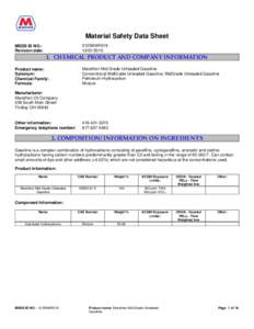 Material Safety Data Sheet 0125MAR019[removed]MSDS ID NO.: Revision date: