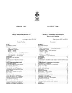 CHAPTER ECHAPITRE E-9.18 Energy and Utilities Board Act