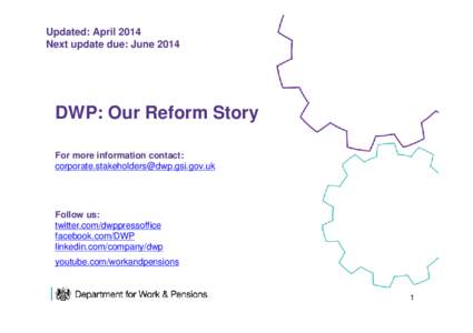 Updated: April 2014 Next update due: June 2014 DWP: Our Reform Story For more information contact: [removed]