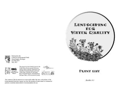 Landscaping for Water Quality - Plant list