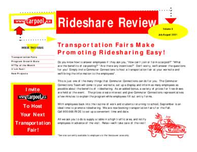 Rideshare Review  Volume 9 July/August[removed]INSIDE THIS ISSUE: