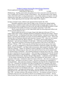 Southern Campaign American Revolution Pension Statements Pension application of Jonathan Johnson S31779 fn12SC Transcribed by Will Graves[removed]Methodology: Spelling, punctuation and grammar have been corrected in so