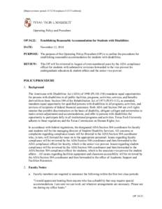 Disability / Population / Section 504 of the Rehabilitation Act / Americans with Disabilities Act / Student affairs / Accessibility / Knowledge / Law / Educational psychology / Special education in the United States / Education