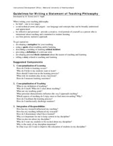 Microsoft Word - Guidelines for Witing a Statement of Teaching Philosophy.doc