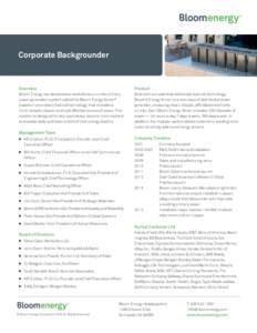 Corporate Backgrounder  Overview Product