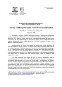 Literacy and empowerment: a contribution to the debate; 2009