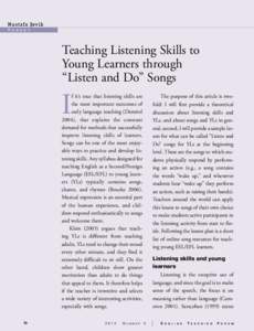 Mus t a fa S¸ e vik T u r k e y  Teaching Listening Skills to
