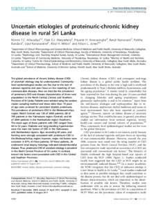 Uncertain etiologies of proteinuric-chronic kidney disease in rural Sri Lanka