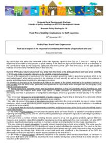 Brussels Rural Development Briefings A series of policy meetings on ACP-EU development issues Brussels Policy Briefing no. 25 Food Price Volatility: Implications for ACP countries th