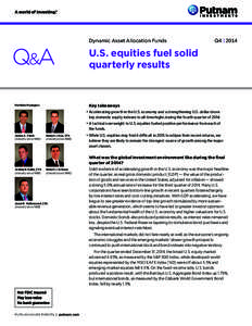 Dynamic Asset Allocation FundsQ4 | 2014  U.S. equities fuel solid quarterly results  Key takeaways