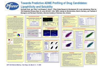 Towards Predictive ADME Profiling of Drug Candidates: Lipophilicity and Solubility Gennadiy Poda1, Igor Tetko2,3 and Douglas C. Rohrer1, 1Pfizer Global Research & Development, St. Louis Laboratories, Pfizer Inc,