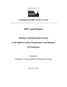 Washington Oil Spill Advisory Council[removed]Annual Report