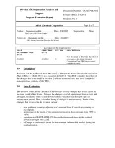 Division of Compensation Analysis and Support Document Number: DCAS-PER-053 Effective Date: [removed]