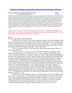 Southern Campaign American Revolution Pension Statements & Rosters Pension application of Jeremiah Kendall S23743 Transcribed by Will Graves f56VA[removed]