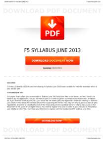 BOOKS ABOUT F5 SYLLABUS JUNECityhalllosangeles.com F5 SYLLABUS JUNE 2013