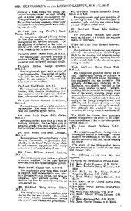4626 SUPPLEMENT TO THE LONDON GAZETTE, 12 MAY, 1917. charge of a flight during this period, and has continuously carried out most valuable