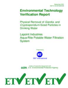 September 2001 NSF[removed]EPADW395 Environmental Technology Verification Report Physical Removal of Giardia- and