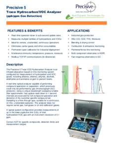 Precisive 5 Trace Hydrocarbon/VOC Analyzer (ppb/ppm Gas Detection) FEATURES & BENEFITS