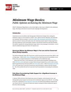 UPDATED  FACT SHEET | MAY 2015 Minimum Wage Basics: