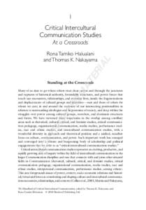 1  Critical Intercultural Communication Studies At a Crossroads