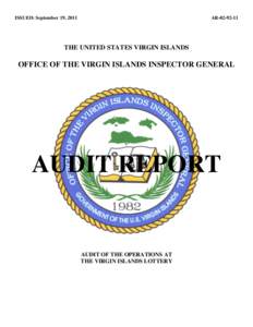 ISSUED: September 19, 2011  AR[removed]THE UNITED STATES VIRGIN ISLANDS