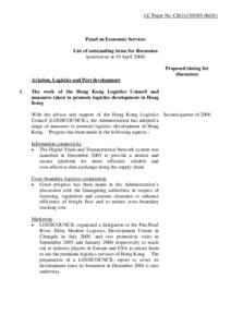 LC Paper No. CB[removed])  Panel on Economic Services List of outstanding items for discussion (position as at 19 April[removed]Proposed timing for