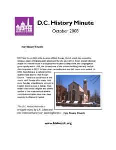 D.C. History Minute October 2008