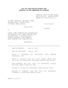 NOT FOR PUBLICATION WITHOUT THE APPROVAL OF THE COMMITTEE ON OPINIONS SUPERIOR COURT OF NEW JERSEY LAW DIVISION - HUDSON COUNTY DOCKET NO. HUD-L[removed]MICHAEL FERGUSON, BENJAMIN UNGER,