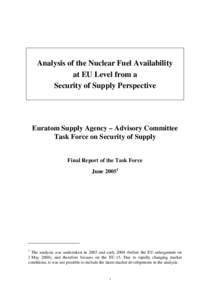 Report on Security of Supply