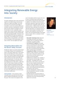 Jan Hamrin • Integrating Renewable Energy Into Society  Science Forum 2004 Integrating Renewable Energy Into Society