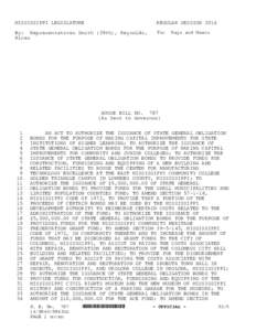 MISSISSIPPI LEGISLATURE  REGULAR SESSION 2014 By: Representatives Smith (39th), Reynolds, Hines