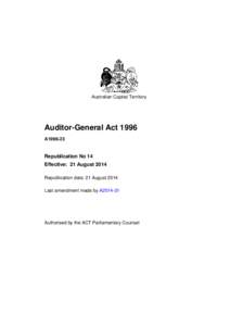 Australian Capital Territory  Auditor-General Act 1996 A1996-23  Republication No 14