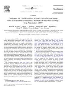 Bioindicators / Carbon / Isotopes of carbon / Bivalve shell / Carbon-13 / Paleoclimatology / Stable isotope / Δ13C / Isotopes of oxygen / Chemistry / Geochemistry / Environmental isotopes