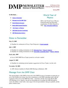 DMP Newsletter - Spring 2005